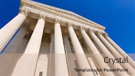  Presentation with united states supreme court - Slide set featuring court of united states building background and a coral colored foreground