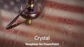  Presentation with american flag - Audience pleasing slide set consisting of court room - wooden gavel resting on american backdrop and a tawny brown colored foreground