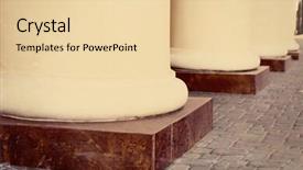  Presentation with old style vintage postcard - PPT theme having court room buildings - courthouse facade with columns vintage background and a  colored foreground