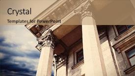  Presentation with facade - Slides with court room buildings - courthouse facade with columns vintage background and a coral colored foreground