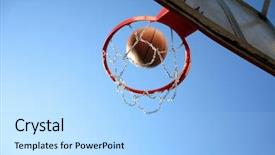  Presentation with basketball design - Amazing slide deck having court sport - image of playing basketball backdrop and a light blue colored foreground