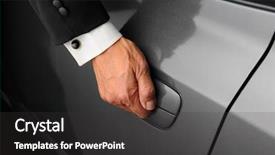  Presentation with car door - Presentation featuring courtesy - closeup of a mans hand background and a dark gray colored foreground