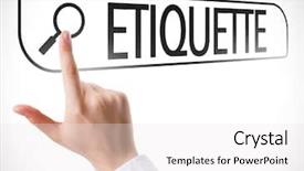  Presentation with search - Presentation theme featuring courtesy - etiquette written in search bar background and a white colored foreground