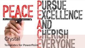  Presentation with marker - Slide deck enhanced with courtesy - hand with marker writing peace background and a lemonade colored foreground