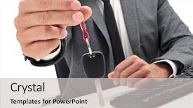  Presentation with car key - Presentation theme enhanced with courtesy - man in suit sitting background and a light gray colored foreground