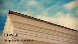  Presentation with facade - Colorful presentation enhanced with courthouse facade with columns vintage style filter backdrop and a coral colored foreground