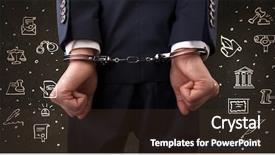  Presentation with chalk - PPT theme featuring courthouse symbols and close handcuffed background and a tawny brown colored foreground