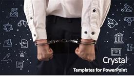  Presentation with handcuffed - Colorful theme enhanced with courthouse symbols and close handcuffed backdrop and a wine colored foreground