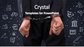  Presentation with handcuffed - Theme enhanced with courthouse symbols and close handcuffed background and a dark gray colored foreground