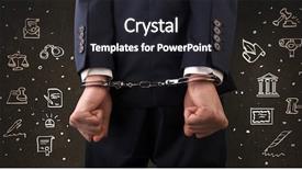  Presentation with chalk - Cool new PPT layouts with courthouse symbols and close handcuffed backdrop and a dark gray colored foreground
