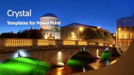  Presentation with dublin - Beautiful PPT theme featuring courts building in dublin ireland backdrop and a cobalt blue colored foreground