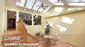  Presentation with area - Beautiful presentation design featuring courtyard-area-outside-kitchen backdrop and a coral colored foreground