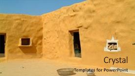  Presentation with indian village - PPT layouts enhanced with courtyard in indian desert village background and a yellow colored foreground