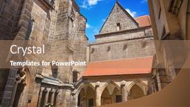  Presentation with inside an oak barrel - Colorful PPT theme enhanced with courtyard-inside-meissen-cathedral-meissner backdrop and a coral colored foreground