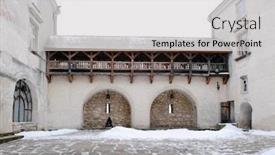  Presentation with winter - Presentation theme consisting of courtyard-of-old-castle background and a light gray colored foreground