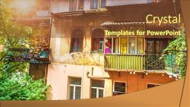  Presentation with local architecture - Colorful presentation theme enhanced with courtyard-of-old-house backdrop and a tawny brown colored foreground
