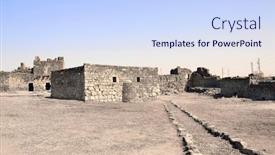  Presentation with desert gardening - Presentation theme enhanced with courtyard-of-qasr-al-azraq background and a sky blue colored foreground