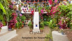  Presentation with cordoba - Presentation having courtyard-with-flowers-decorated-cordoba background and a coral colored foreground
