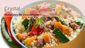  Presentation with meat - Beautiful theme featuring cous cous with meat and vegetables backdrop and a coral colored foreground