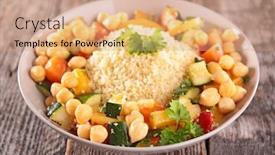  Presentation with couscous - PPT theme featuring couscous and vegetable background and a coral colored foreground