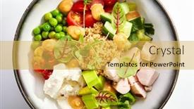  Presentation with chiken - PPT layouts enhanced with couscous-with-chiken-and-avocado background and a yellow colored foreground
