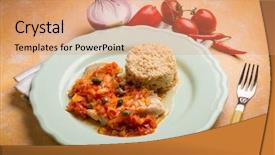  Presentation with capsicum - Colorful slides enhanced with couscous with fish capsicum and capers backdrop and a coral colored foreground