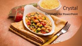  Presentation with couscous - Amazing presentation having couscous with mixed vegetables and beans backdrop and a coral colored foreground