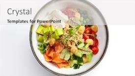  Presentation with haute cuisine - PPT theme featuring couscous-with-salmon-and-fresh background and a white colored foreground