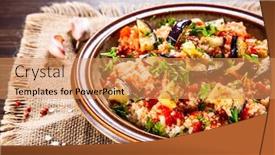  Presentation with couscous - Cool new presentation with couscous-with-sauce-and-vegetables backdrop and a coral colored foreground