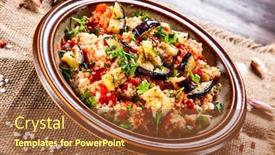  Presentation with couscous - Presentation theme having couscous-with-sauce-and-vegetables background and a tawny brown colored foreground