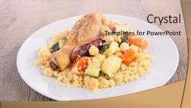  Presentation with couscous - Presentation theme having couscous with vegetable and meat background and a lemonade colored foreground