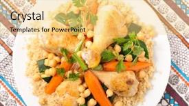  Presentation with couscous - Beautiful PPT theme featuring couscous withe meat and vegetable backdrop and a  colored foreground