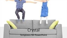  Presentation with cousin - Colorful presentation design enhanced with cousin - brother and sister jumping backdrop and a light gray colored foreground