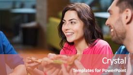  Presentation with cousin - Cool new PPT theme with cousin - friends eating pizza with beer backdrop and a coral colored foreground