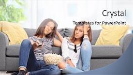  Presentation with cousin - Slides featuring cousin - two bored teenage girls watching background and a pink colored foreground