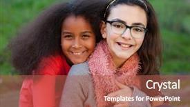  Presentation with sports table tennis two ping - PPT theme consisting of cousin - two happy girls friends background and a red colored foreground