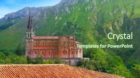  Presentation with refugee sanctuary immigrants illegal immigration - Beautiful slide deck featuring covadonga catholic sanctuary basilica church backdrop and a tawny brown colored foreground