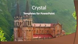  Presentation with catholic - Slide set featuring covadonga catholic sanctuary basilica church background and a gray colored foreground