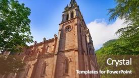  Presentation with catholic ucharist worship jesus - Amazing slide set having covadonga catholic sanctuary basilica church backdrop and a tawny brown colored foreground