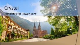  Presentation with catholic - Amazing presentation design having covadonga catholic sanctuary basilica church backdrop and a light blue colored foreground