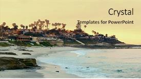  Presentation with beach - Beautiful PPT theme featuring cove beach at san diego backdrop and a blonde colored foreground