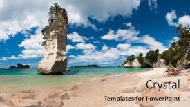  Presentation with rock - Slide deck with cove marine reserve coromandel peninsula background and a lemonade colored foreground