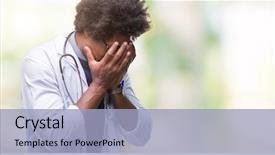  Presentation with sun rising over north america - Theme featuring cover - afro american doctor man background and a light blue colored foreground