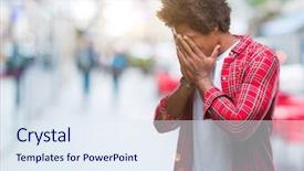  Presentation with sun rising over north america - Cool new presentation theme with cover - afro american man over isolated backdrop and a sky blue colored foreground