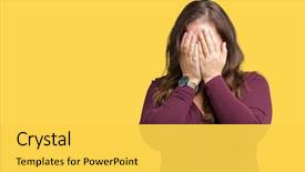  Presentation with woman crying - Cool new PPT layouts with cover - beautiful and attractive plus size backdrop and a yellow colored foreground
