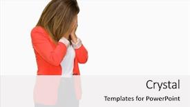  Presentation with woman crying - Audience pleasing PPT layouts consisting of cover - beautiful middle age business adult backdrop and a white colored foreground