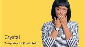  Presentation with african american startup - Slide deck enhanced with cover - beautiful young african american woman background and a yellow colored foreground