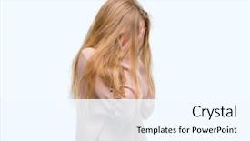  Presentation with sadness woman cry - Slide set enhanced with cover - blonde teenager woman wearing pink background and a white colored foreground