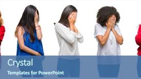  Presentation with women sad - Colorful presentation theme enhanced with cover - collage of group of beautiful backdrop and a ocean colored foreground