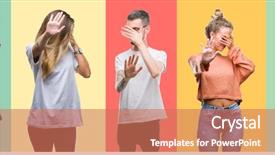  Presentation with people collage - Amazing PPT layouts having cover - collage of group people women backdrop and a coral colored foreground